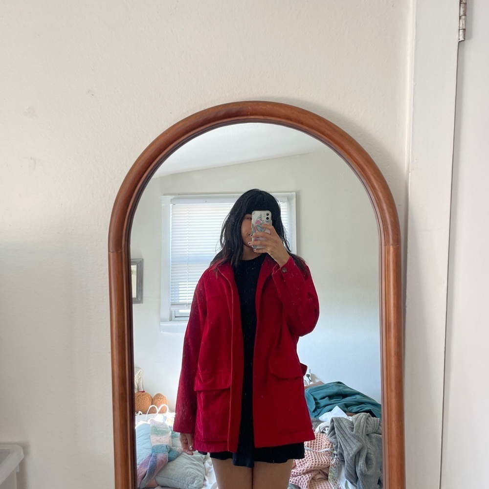 Liz Claiborne Red Corduroy Jacket 100% cotton Size S oversized fit - Picture 5 of 5